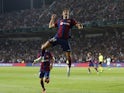 Barcelona's Joao Felix celebrates scoring against Real Betis on September 16, 2023