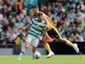 Celtic's Liel Abada in action with Wolverhampton Wanderers' Matheus Nunes on July 29, 2023