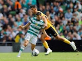 Celtic's Liel Abada in action with Wolverhampton Wanderers' Matheus Nunes on July 29, 2023