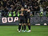 Los Angeles FC (LAFC) midfielder Timothy Tillman (11) is congratulated after scoring a goal on September 17, 2023