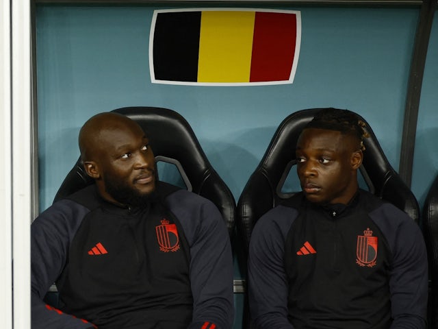 Romelu Lukaku and Jeremy Doku sat on the substitutes' bench before the match on December 1, 2022