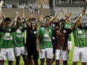 Al Ettifaq's Demarai Gray celebrates with teammates after the match on September 21, 2023