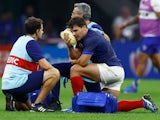 France's Antoine Dupont receives medical attention after sustaining an injury on September 21, 2023