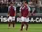 Aston Villa's Youri Tielemans looks dejected after conceding their third goal, scored by Legia Warsaw's Ernest Muci  on September 21, 2023
