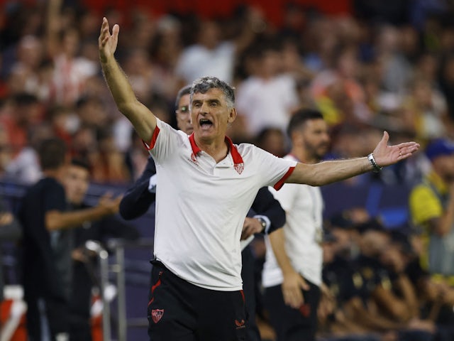 Sevilla coach Jose Luis Mendilibar during the match on September 20, 2023