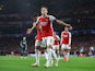 Arsenal's Martin Odegaard celebrates scoring their fourth goal on September 20, 2023