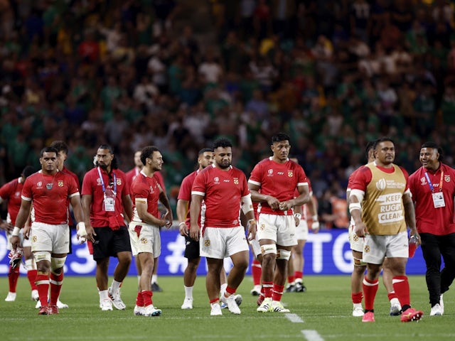 Tonga players after the match on September 16, 2023