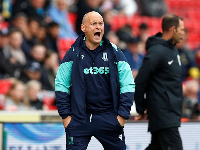 Stoke City manager Alex Neil reacts during the match on September 24, 2023