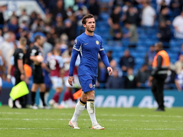 Chelsea's Ben Chilwell looks dejected after the match on September 24, 2023