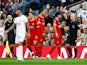 Liverpool's Curtis Jones is shown a red card by referee Simon Hooper on September 30, 2023
