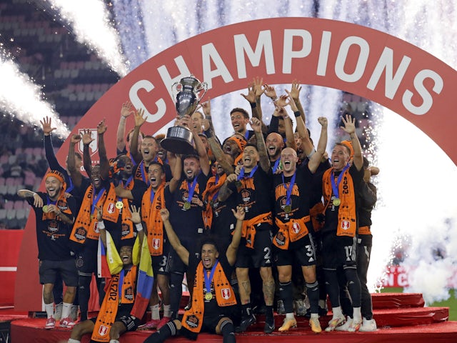 Houston Dynamo celebrates after winning the Lamar Hunt U.S. Open Cup Final on September 28, 2023