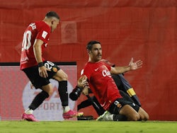 Mallorca's Abdon celebrates scoring their second goal with Giovanni Gonzalez on September 26, 2023