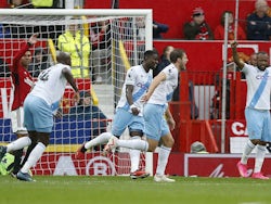 Crystal Palace's Joachim Andersen celebrates scoring against Manchester United on September 30, 2023