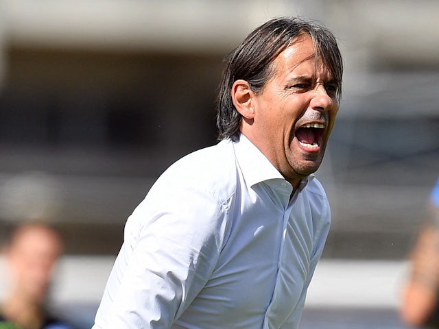 Inter Milan coach Simone Inzaghi reacts on September 24, 2023