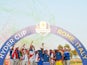 Team Europe captain Luke Donald and Team Europe celebrates with the Ryder Cup after beating Team USA during the final day of the 44th Ryder Cup golf on October 1, 2023
