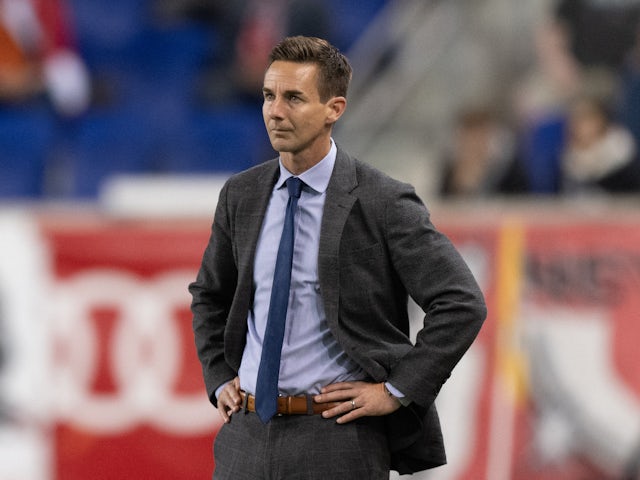 New York Red Bulls head coach Troy Lesesne looks on on October 1, 2023