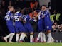Chelsea's Armando Broja celebrates scoring their second goal with teammates on October 2, 2023