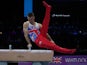 Great Britain's Max Whitlock in action on the pommel horse during the men's team final on October 3, 2023