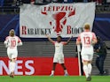 RB Leipzig's Lois Openda celebrates scoring their first goal on October 4, 2023