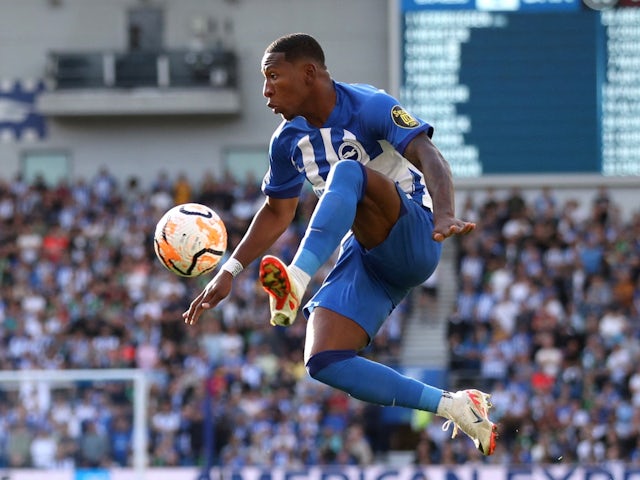 Brighton & Hove Albion's Pervis Estupinan in action on August 26, 2023