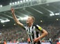 Newcastle United's Sean Longstaff celebrates scoring their third goal  on October 4, 2023