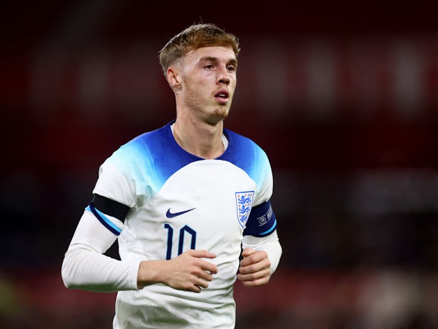 Cole Palmer in action for England Under-21s on October 12, 2023.