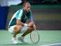 Dan Evans reacts at the Shanghai Masters on October 9, 2023