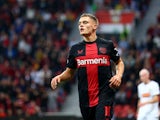 Bayer Leverkusen's Florian Wirtz celebrates scoring their first goal on September 21, 2023