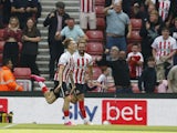Sunderland's Jack Clarke celebrates scoring their first goal on September 2, 2023