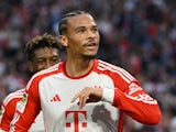 Bayern Munich's Leroy Sane celebrates a goal before it is disallowed on October 8, 2023