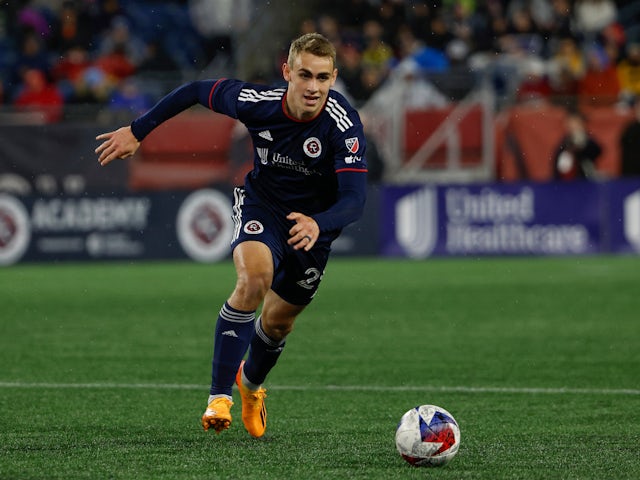 Noel Buck in action for the New England Revolution in May 2023