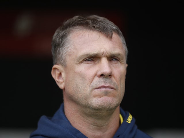 Ukraine coach Sergiy Rebrov before the match on October 14, 2023