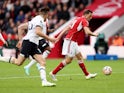 Nottingham Forest's Chris Wood scores against Luton Town on October 21, 2023