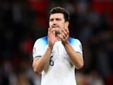 England's Harry Maguire celebrates after qualifying for Euro 2024 on October 17, 2023