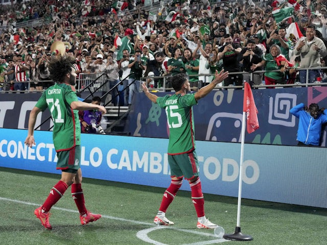 Mexico forward Carlos Antuna (15) celebrates on October 15, 2023