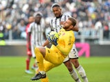 Monza's Michele Di Gregorio in action with Juventus' Bremer on January 29, 2023