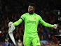 Manchester United's Andre Onana celebrates after saving a penalty missed by Copenhagen on October 24, 2023