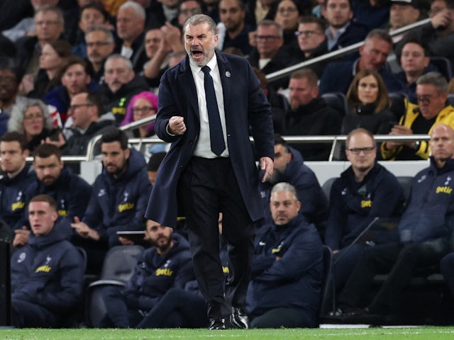 Tottenham Hotspur manager Ange Postecoglou reacts on October 23, 2023