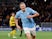 Manchester City's Erling Haaland celebrates scoring their second goal on October 25, 2023
