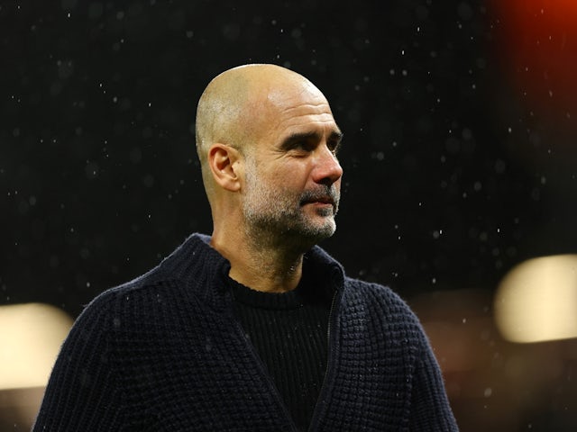 Manchester City manager Pep Guardiola celebrates after the match on October 29, 2023
