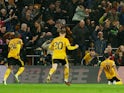 Wolverhampton Wanderers' Hwang Hee-chan celebrates scoring against Newcastle United on October 28, 2023