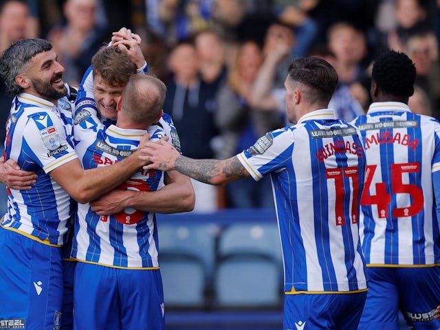 Sheffield Wednesday's Michael Smith celebrates scoring their first goal on October 29, 2023