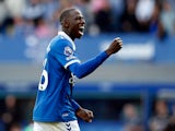 Everton's Abdoulaye Doucoure celebrates after the match on October 7, 2023