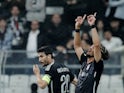 Besiktas' Tayfur Bingol celebrates scoring their first goal with Necip Uysal on November 9, 2023