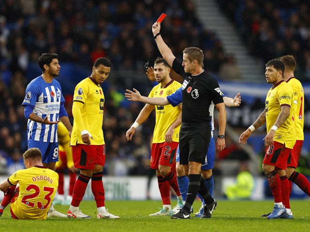 Ten-man Brighton held at home by Sheffield United