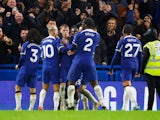 Chelsea's Cole Palmer celebrates scoring their fourth goal on November 12, 2023