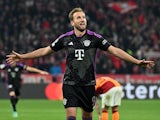 Bayern Munich's Harry Kane celebrates scoring their first goal on November 8, 2023