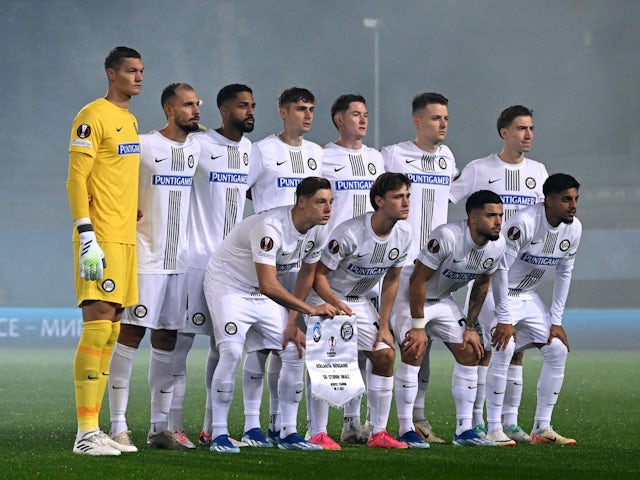 SK Sturm Graz players pose for a team group photo before the match on November 9, 2023