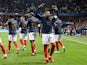 France's Kylian Mbappe celebrates scoring their twelfth goal on November 18, 2023