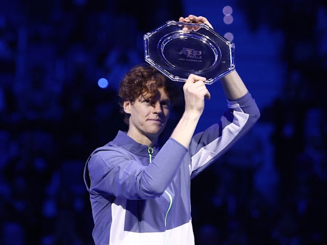 Jannik Sinner poses with the trophy after finishing as runner-up at the ATP Finals on November 19, 2023